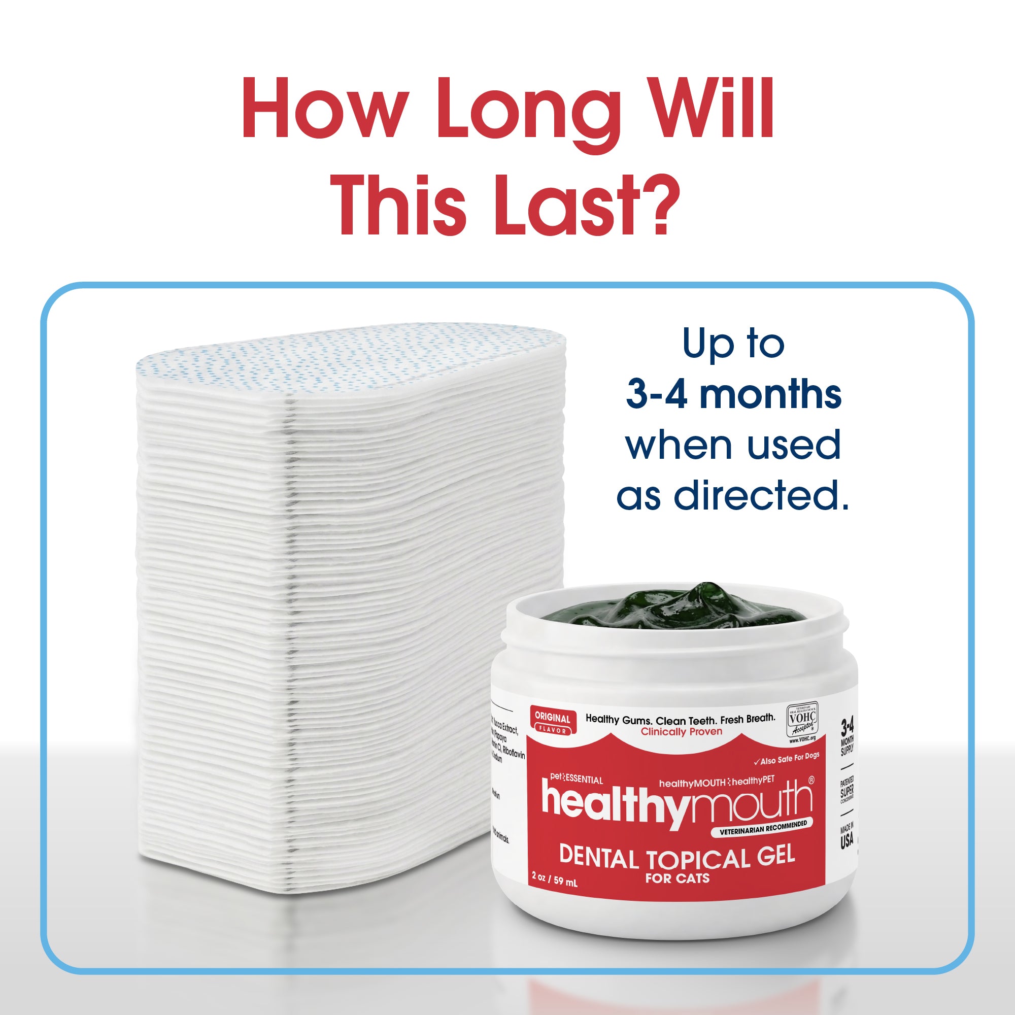 HealthyMouth® Dental Finger Wipes with Dental Topical Gel For Cats