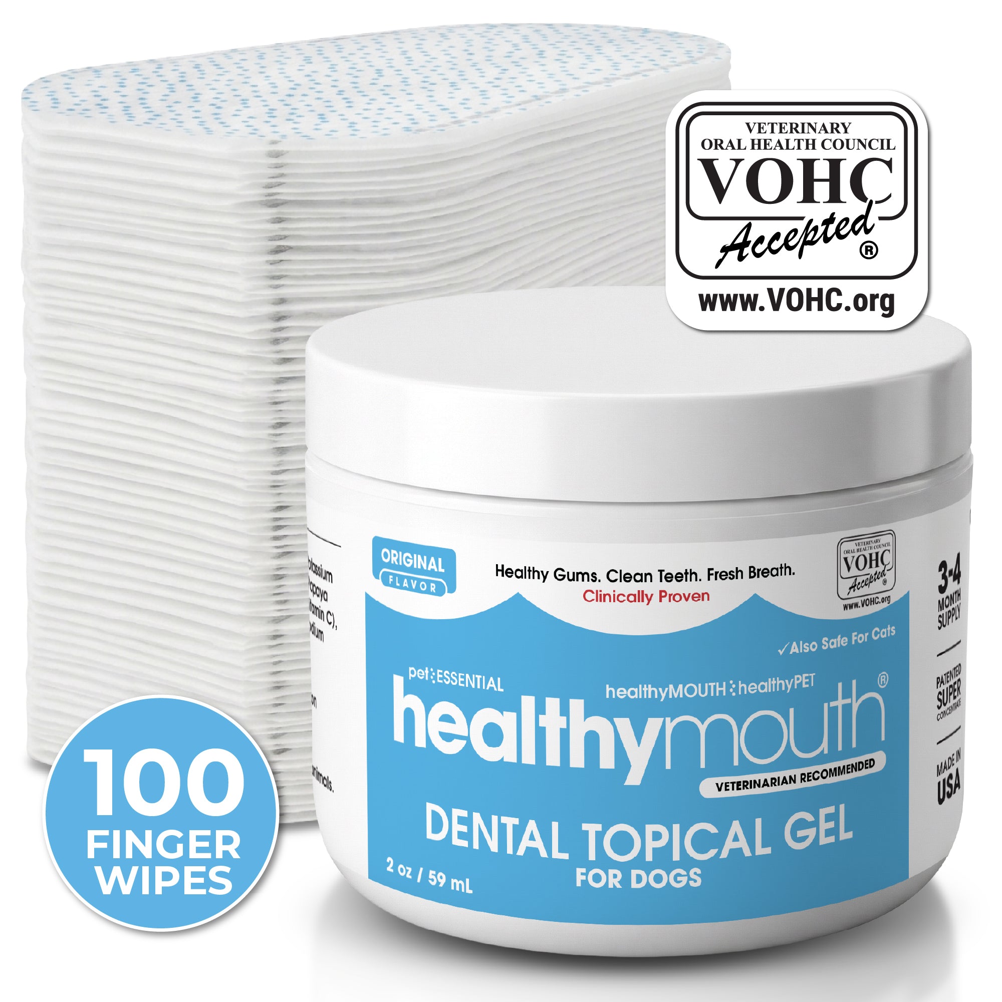 HealthyMouth® Dental Finger Wipes with Dental Topical Gel For Dogs