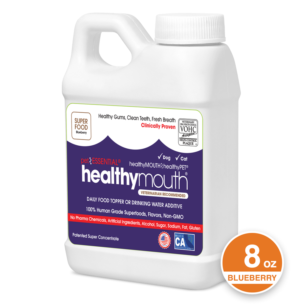 HealthyMouth® Water Additive for Dogs & Cats (Blueberry, 8 oz) Clinically Proven, VOHC® Accepted