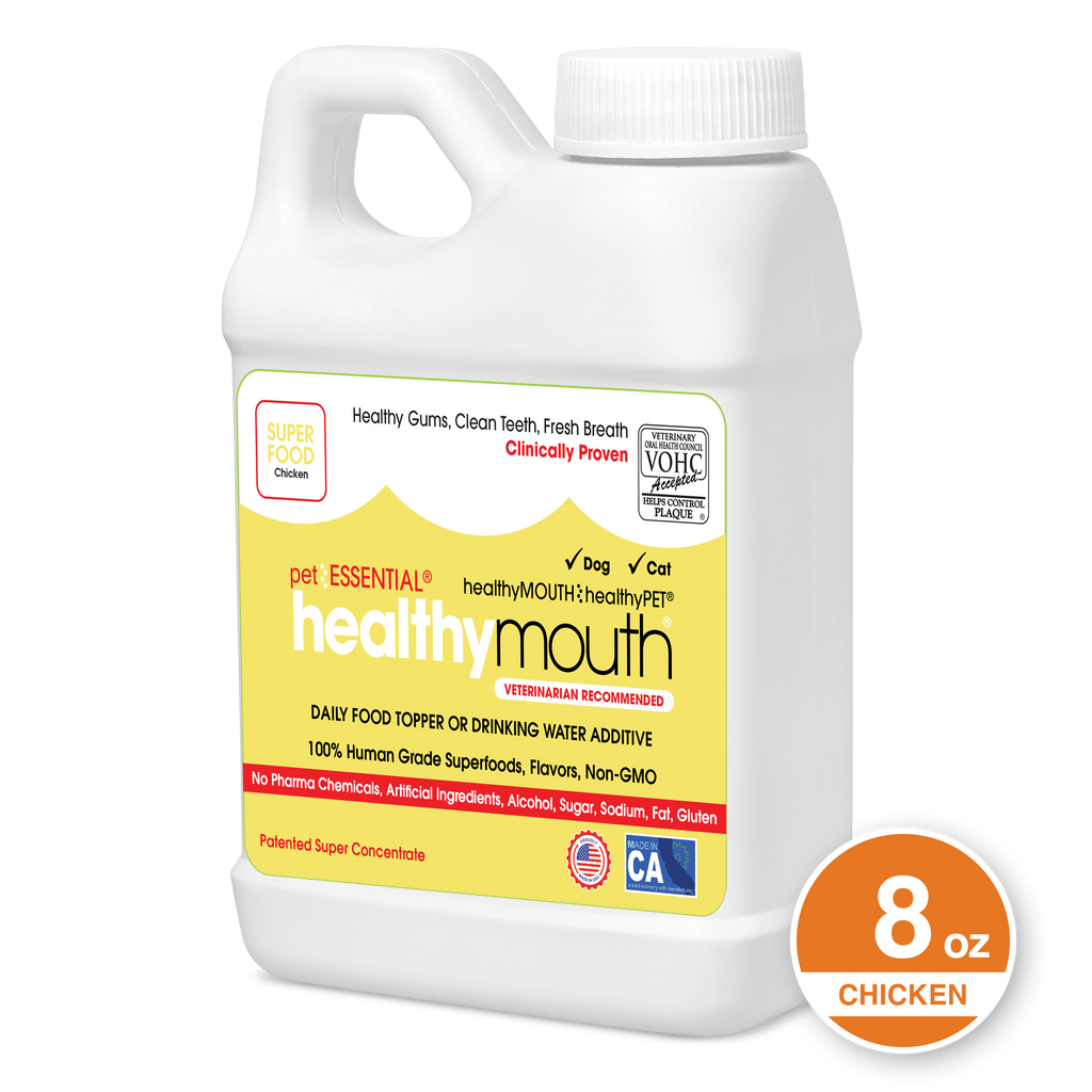 HealthyMouth® Water Additive for Dogs & Cats (Chicken, 8 oz) Clinically Proven, VOHC® Accepted