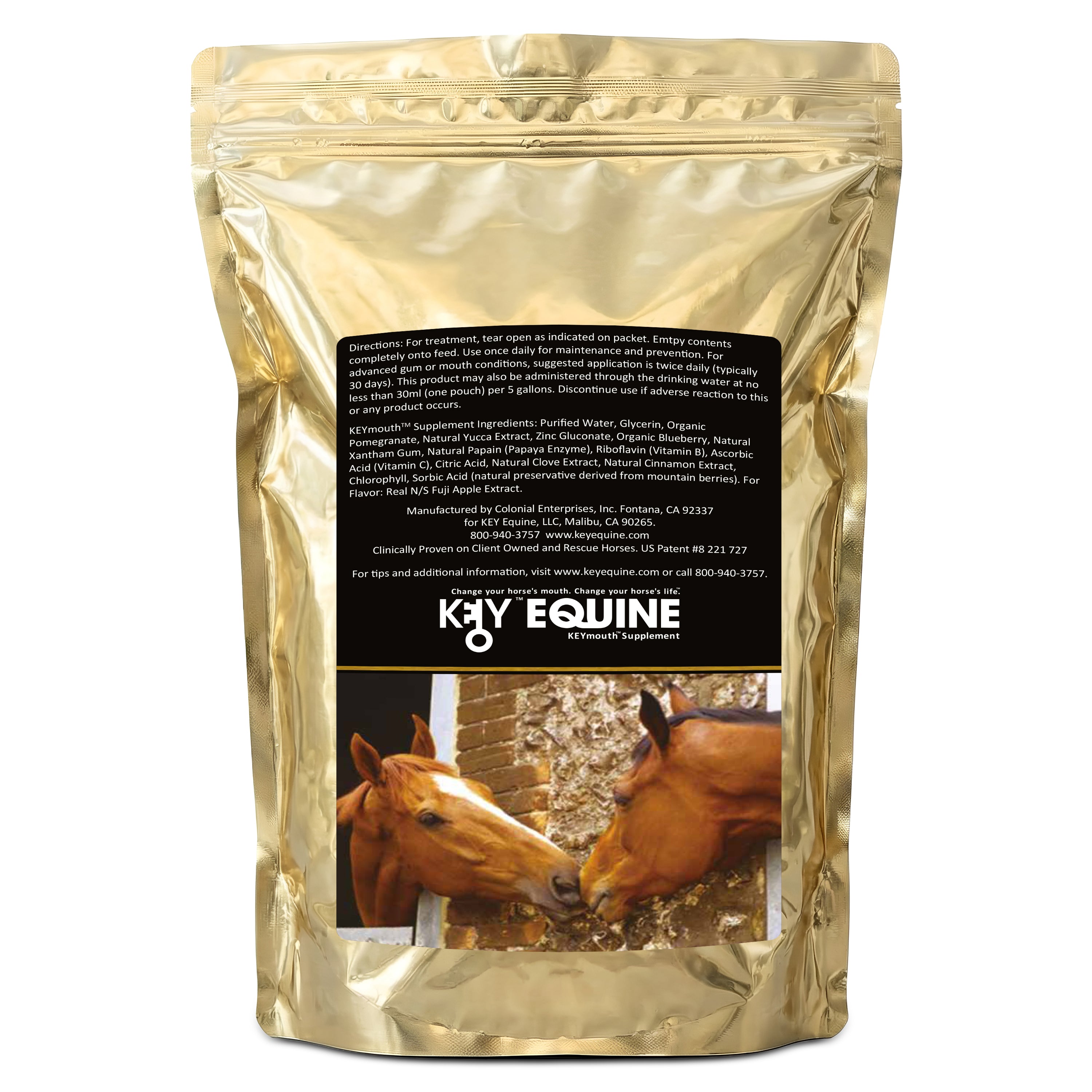 Key Equine KeyMouth Supplement for Horses (Apple, 122 Pre-Dosed Packets) Clinically Proven, 4 Month Supply