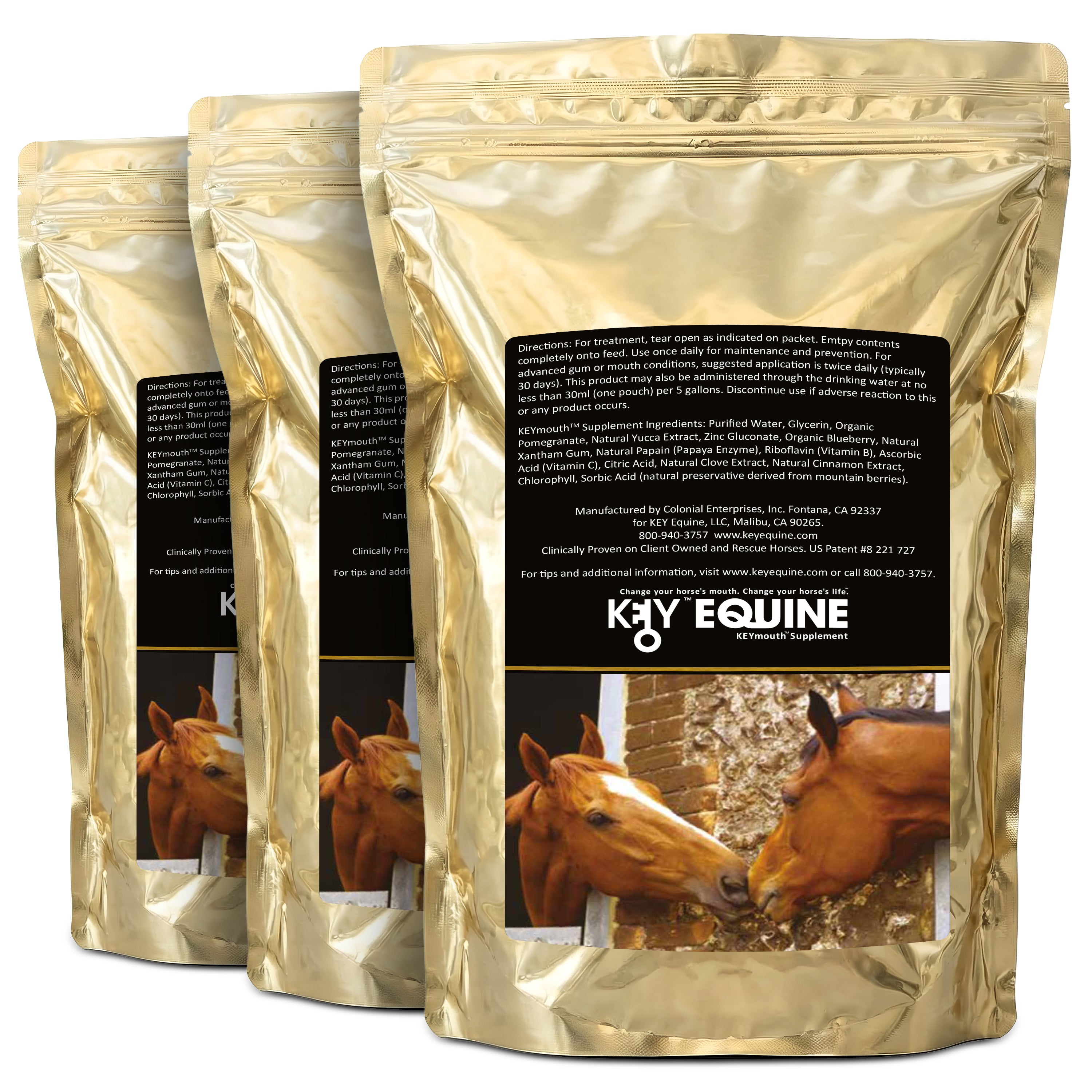 Key Equine KeyMouth Supplement for Horses (Original, 365 Pre-Dosed Packets) Clinically Proven, 12 Month Supply