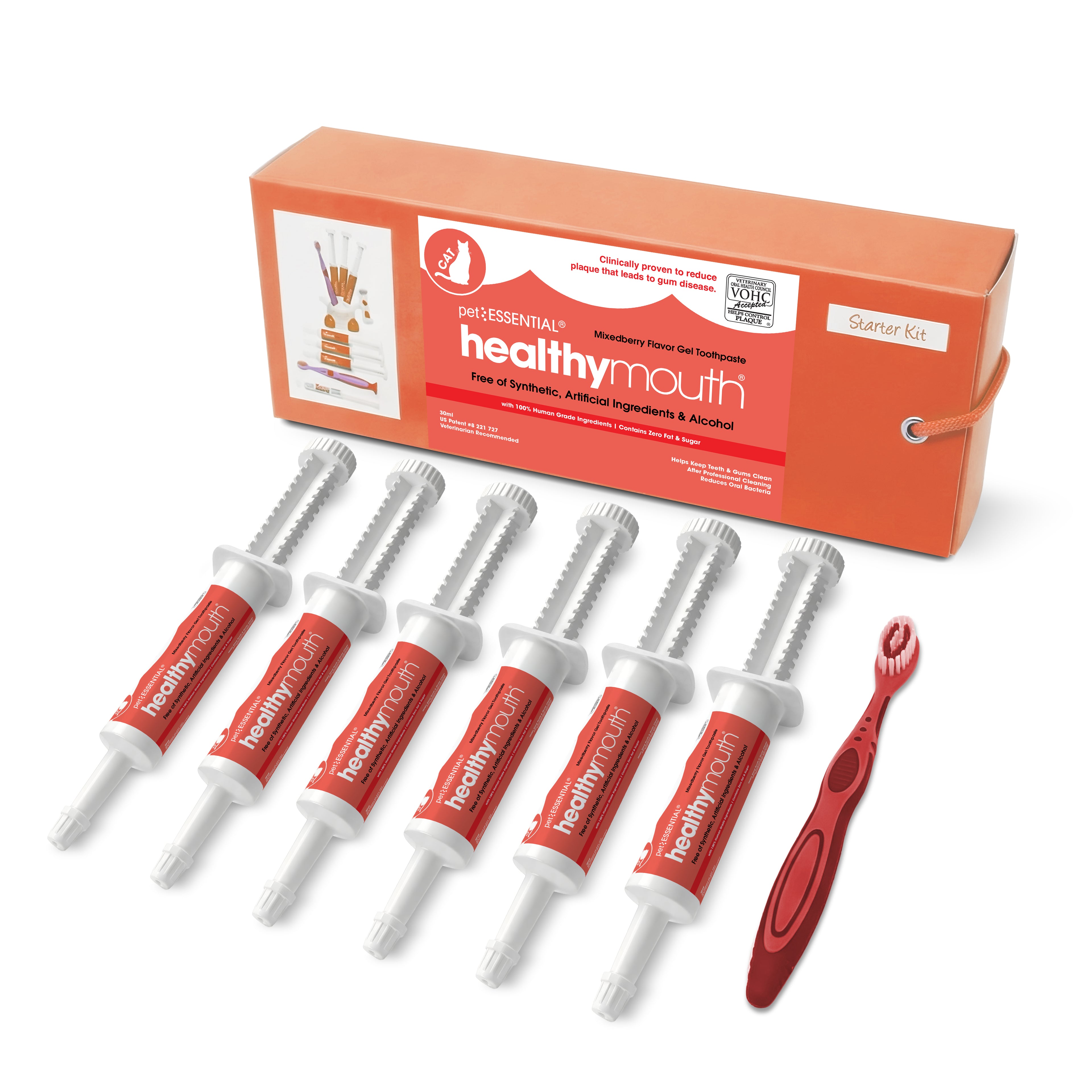 Healthymouth® Toothpaste/Brush Kit Combination for Cats - Clinically Proven, VOHC® Accepted