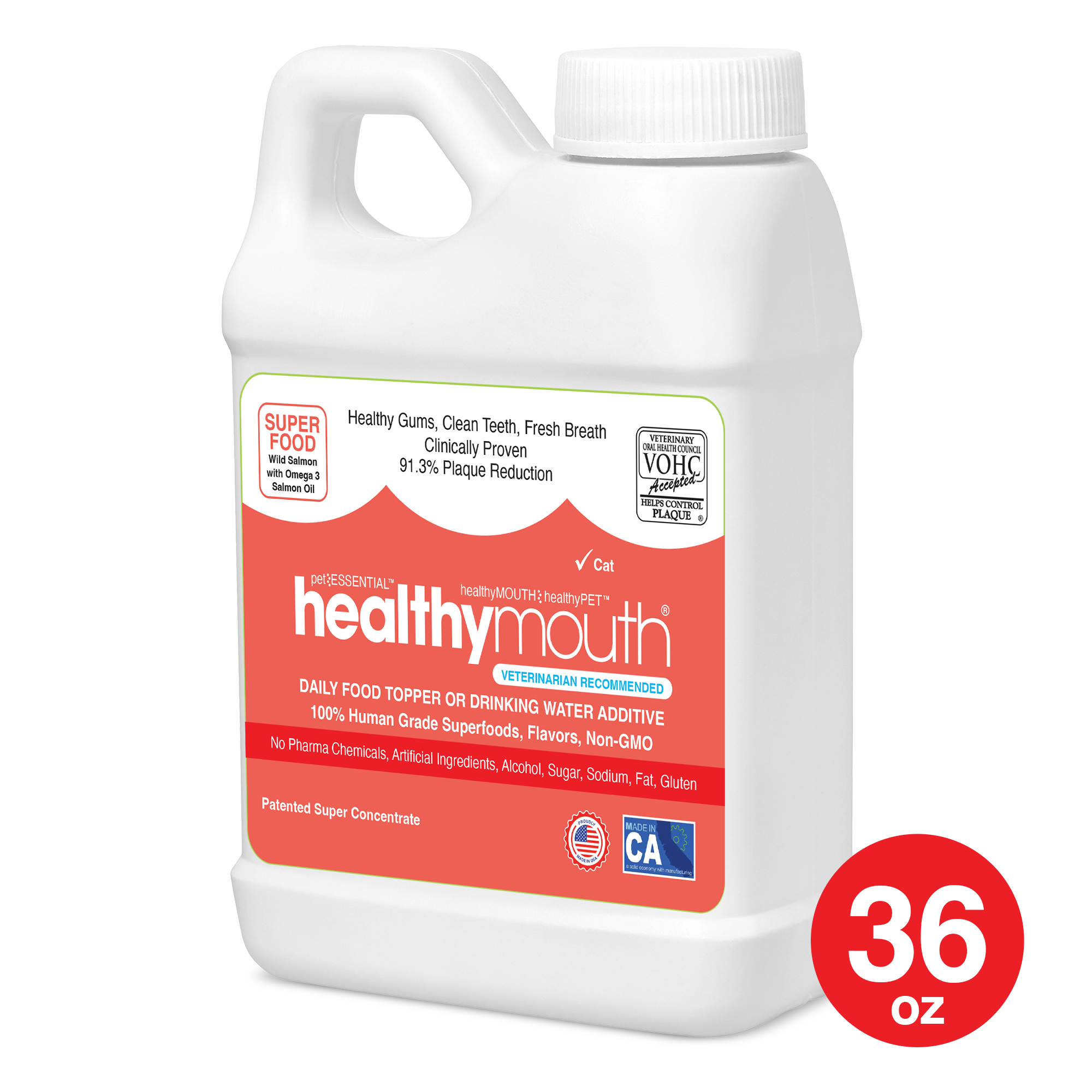 HealthyMouth® Water Additive for Cats (36 oz) Clinically Proven, VOHC® Accepted