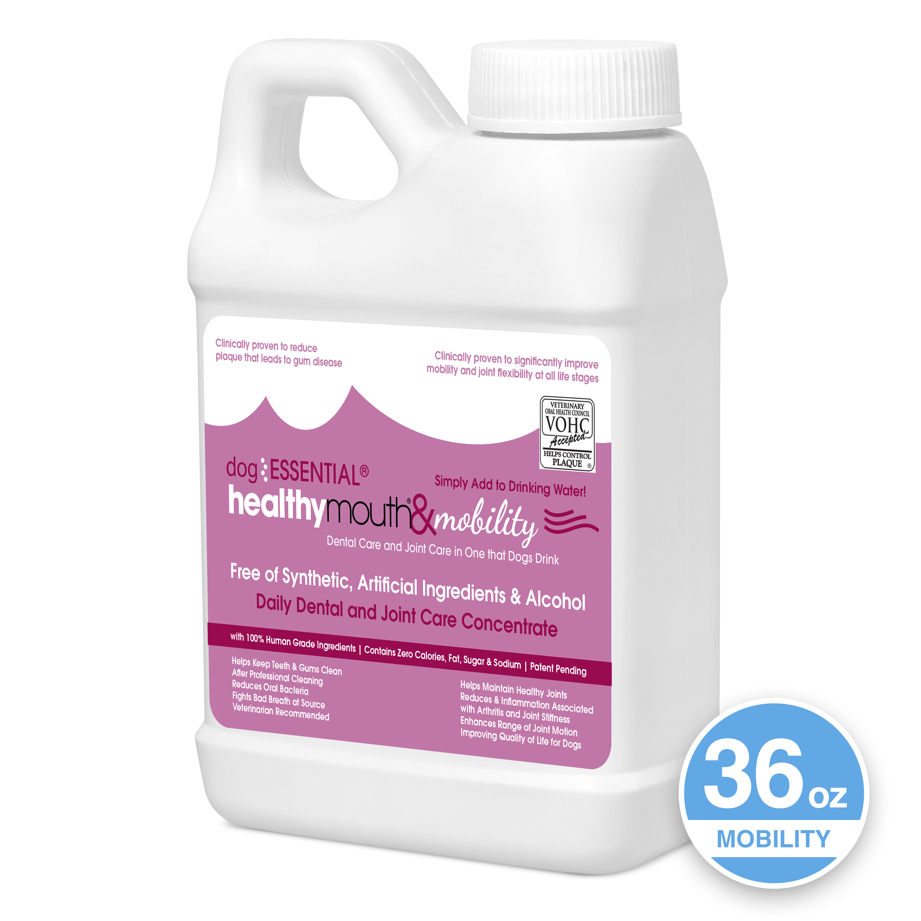 HealthyMouth® Mobility Water Additive for Dogs (36 oz) Clinically Proven, VOHC® Accepted