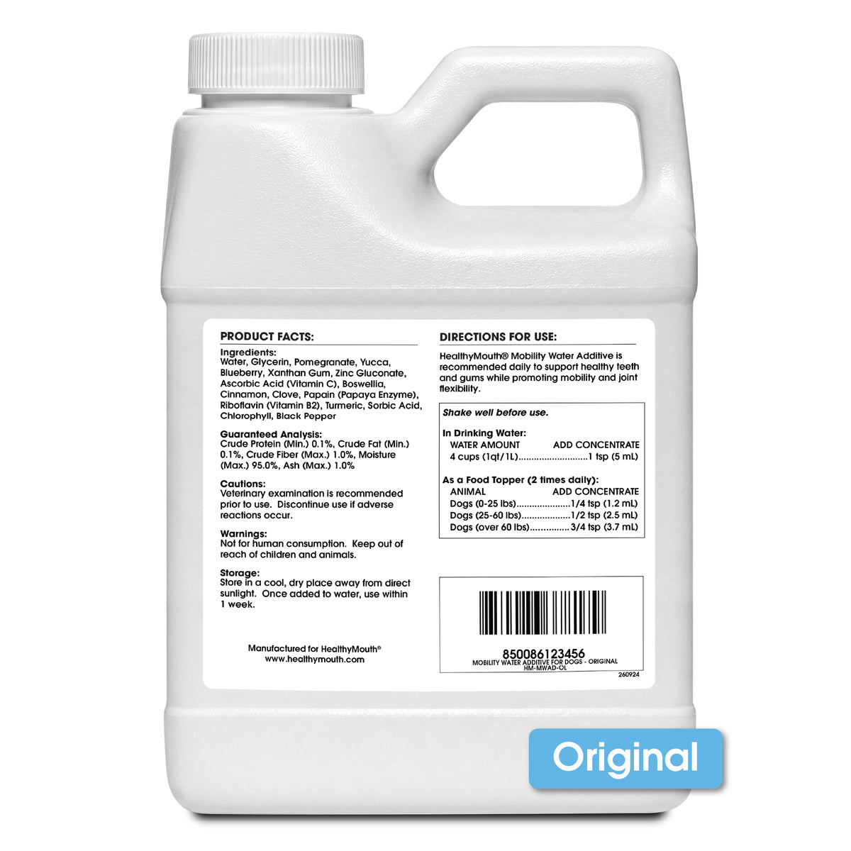 HealthyMouth® Mobility Water Additive For Dogs (Clinically Proven, VOHC Accepted)